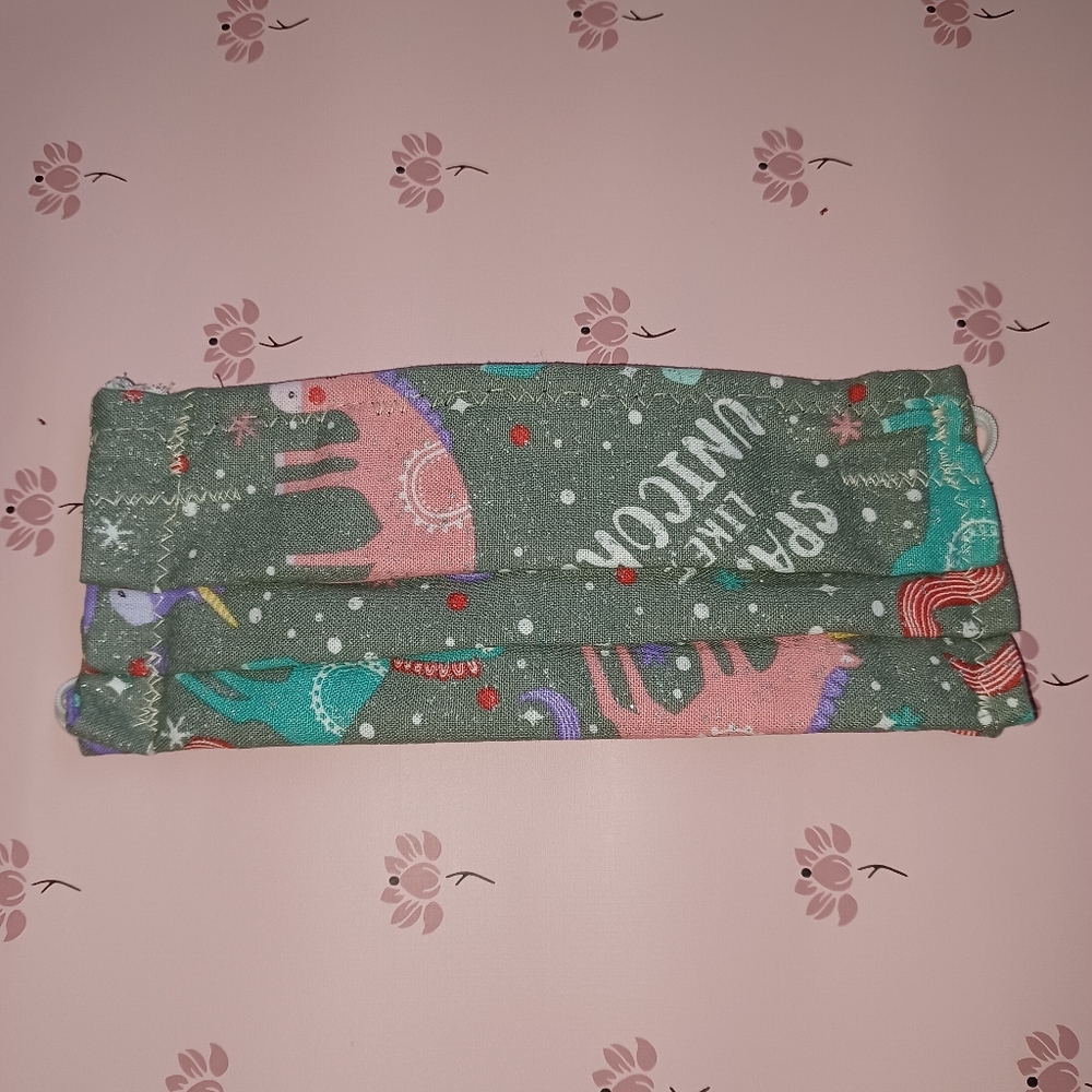 Unicorns with grey background handmade face masks